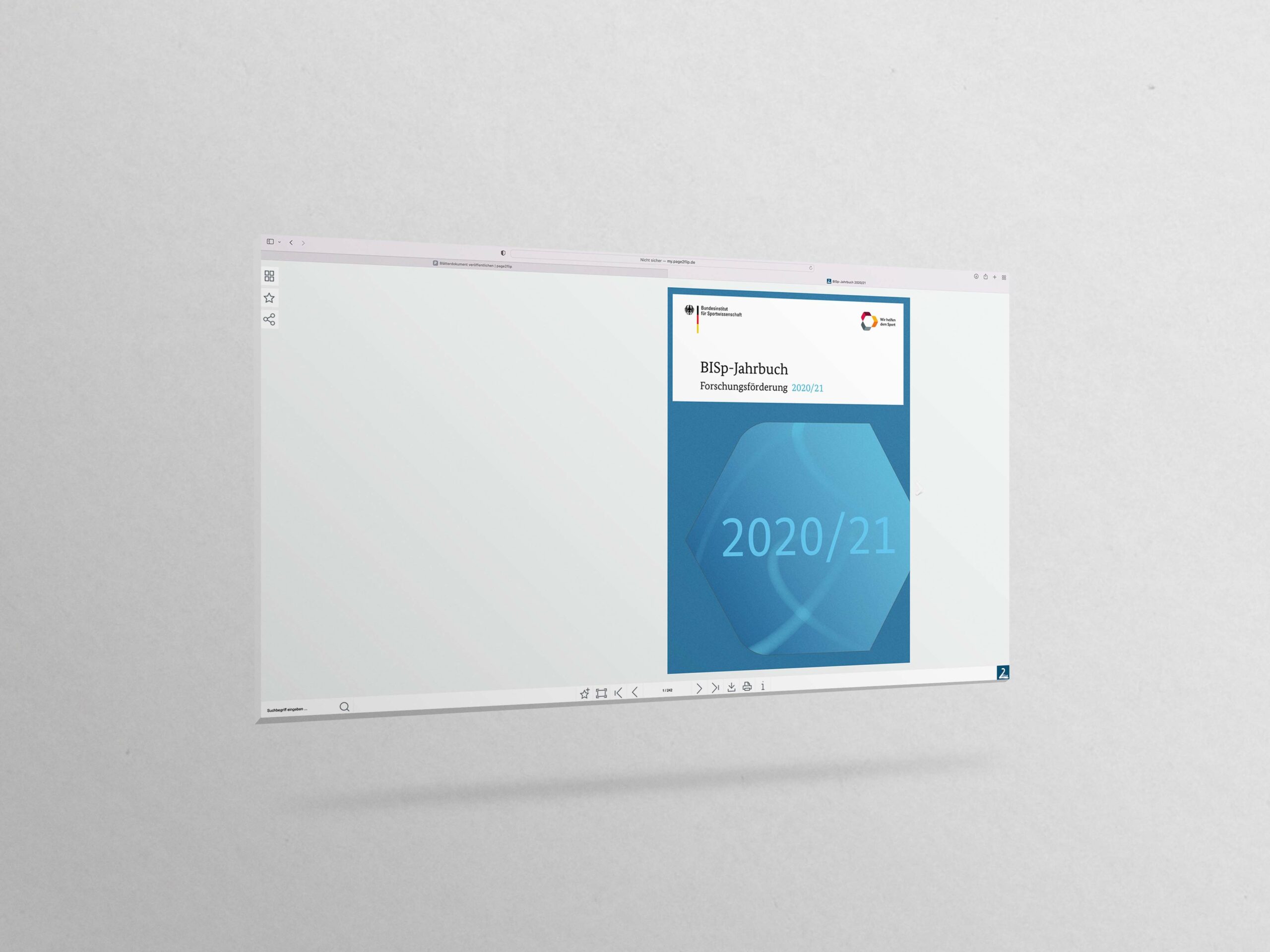 Das Cover des Jahresberichts 2020/2021 des BISp als Blätterkatalog.